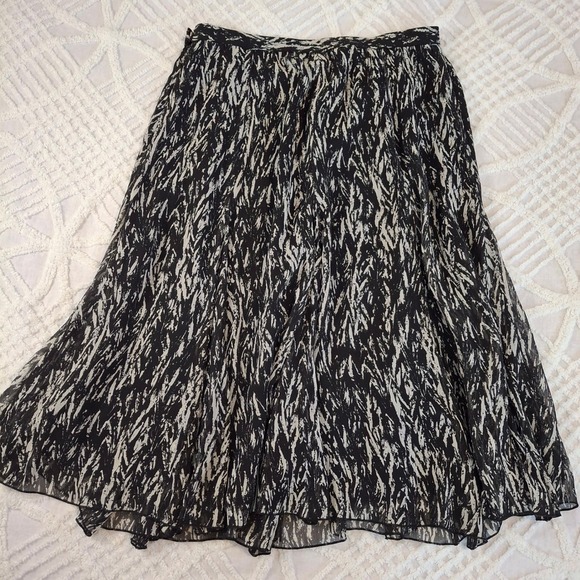 Coldwater Creek Womens Medium Black White Abstract Print Chiffon Midi Skirt - Picture 7 of 7